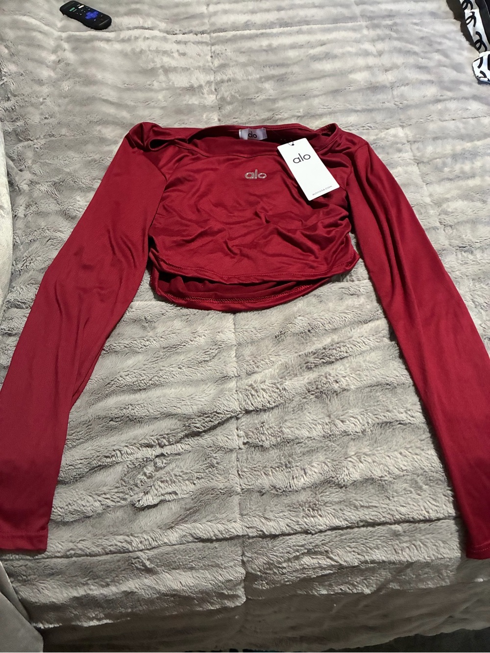 ALO Yoga Wine Red Long Sleeve Crop Top